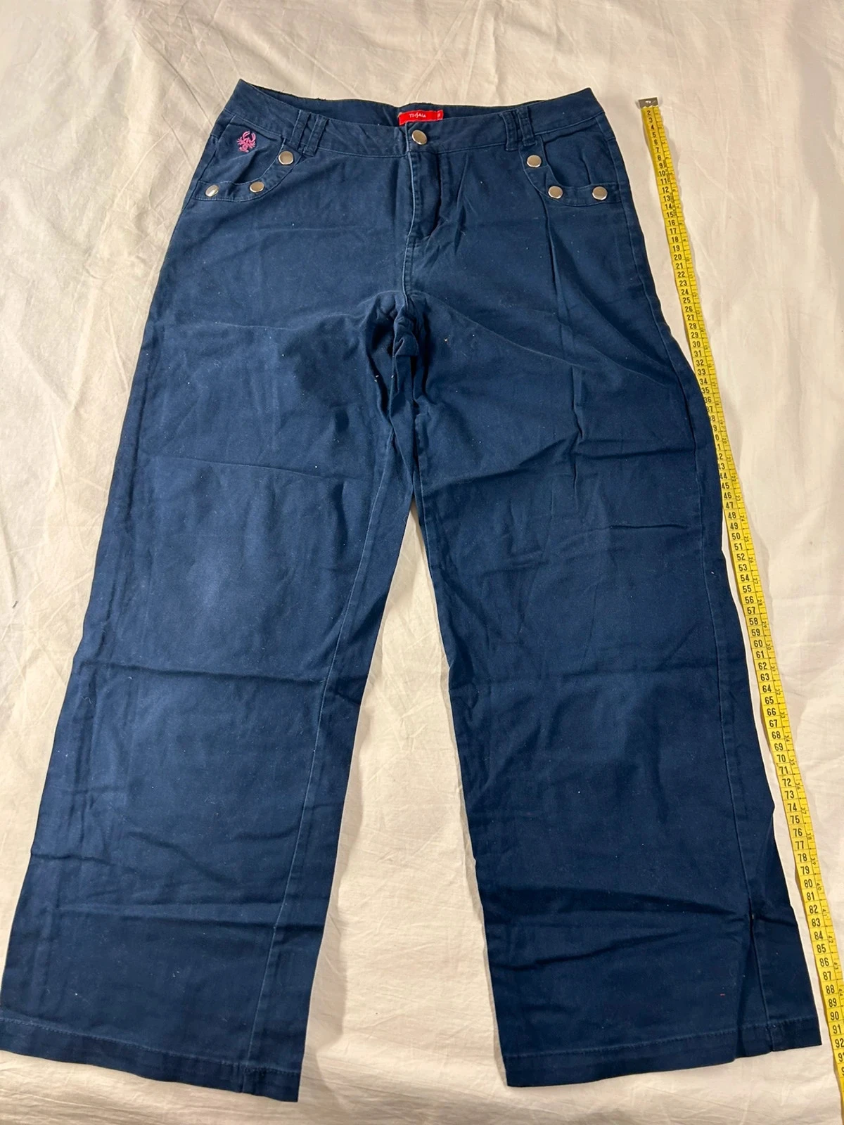 Pantalon à jambes larges bleu marine tissaia taille 38